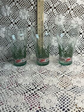 Vintage 1991 Coca Cola Green and Red Holiday Glasses - Set of 3